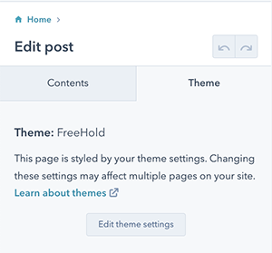 Edit FreeHold Theme Settings